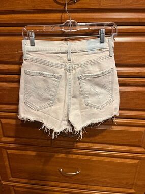 MOTHER Creamish light pink Denim Cutoff Shorts with Frayed Hem
